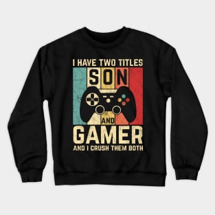 Vintage Video Games Retro Gamer Gift For Boys Son Crewneck Sweatshirt